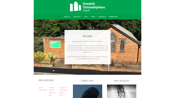 Screenshot of the Ormskirk Christadelphian Ecclesia website