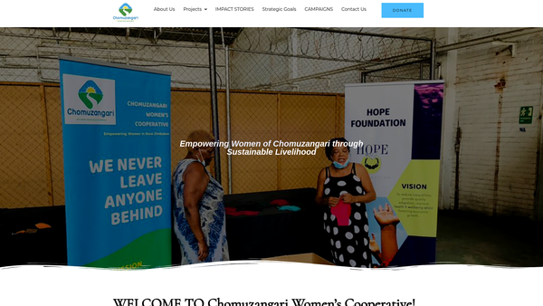 Screenshot of the Chomzangari Women's Co-Operative website