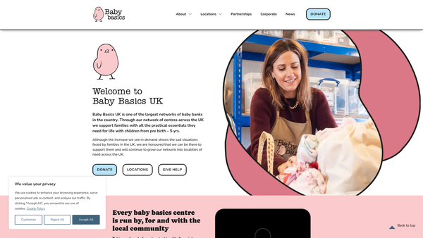 Screenshot of the Baby Basics UK website