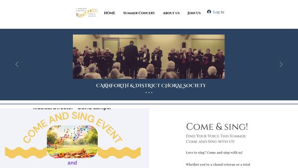 Screenshot of the Carnforth & District Choral Society website