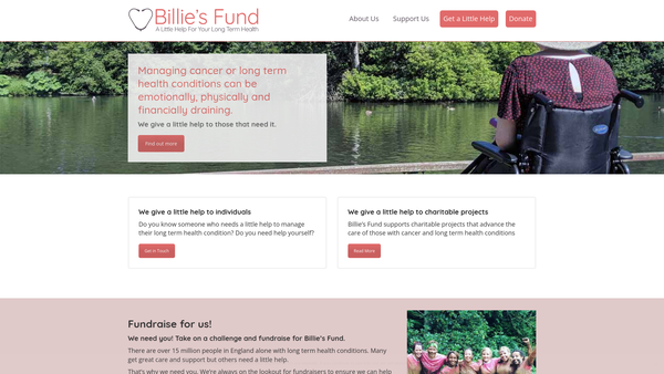Screenshot of the Billie's Fund website