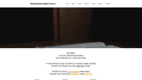 Screenshot of the Maidenbower Baptist Church website