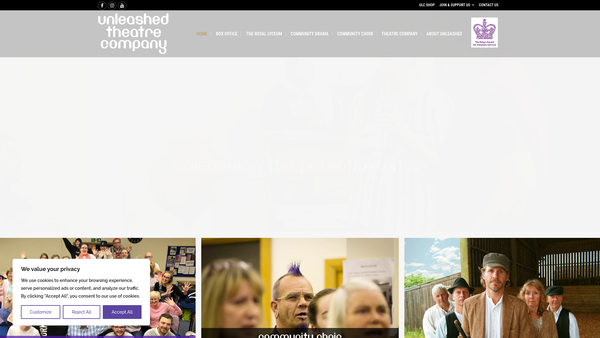 Screenshot of the Unleashed Theatre Company website