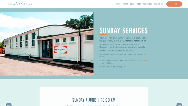 Screenshot of the The Lighthouse Family Church website