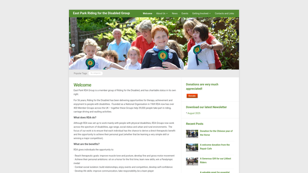 Screenshot of the East Park Rda website