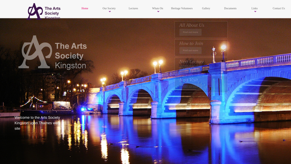 Screenshot of the The Arts Society Kingston website