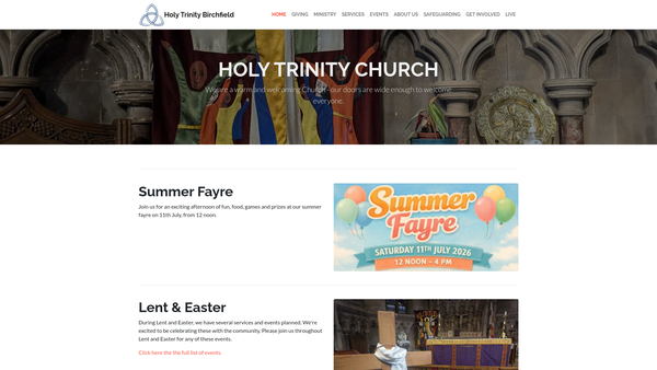 Screenshot of the The Parochial Church Council Of The Ecclesiastical Parish Of Holy Trinity, Birchfield, Birmingham website