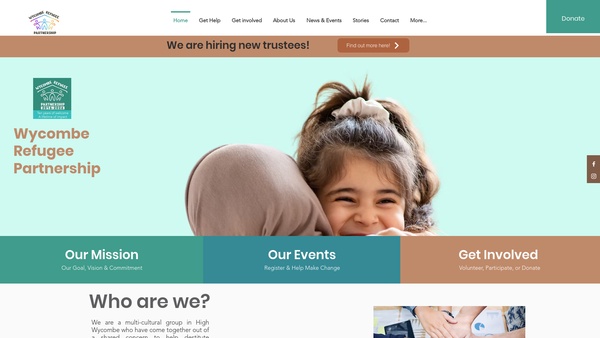Screenshot of the Wycombe Refugee Partnership website