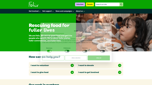 Screenshot of the The Felix Project website