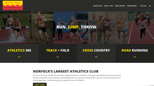 Screenshot of the City Of Norwich Athletic Club website