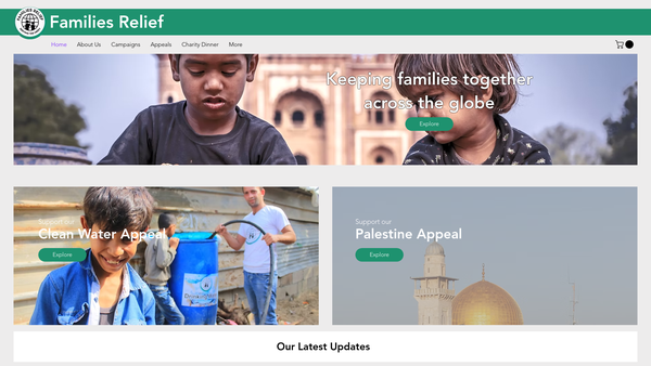Screenshot of the Families Relief website