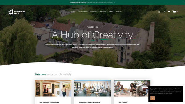 Screenshot of the Parndon Mill website