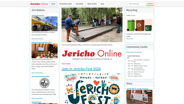 Screenshot of the Jericho Community Association website