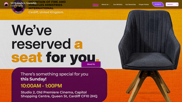 Screenshot of the Mountain Of Fire And Miracles Ministries Goshen Assembly website