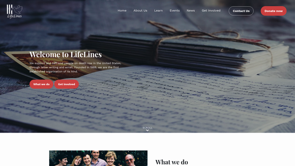 Screenshot of the Lifelines website