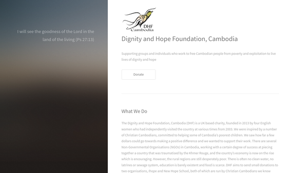 Screenshot of the The Dignity And Hope Foundation, Cambodia website