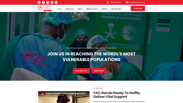 Screenshot of the Medics Across Continents website