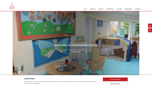 Screenshot of the Horsmonden Kindergarten website