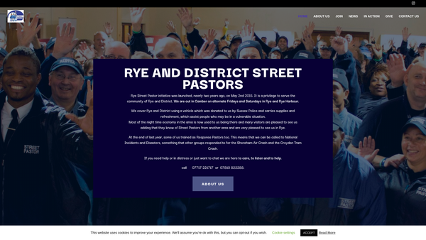 Screenshot of the Rye And District Street Pastors website