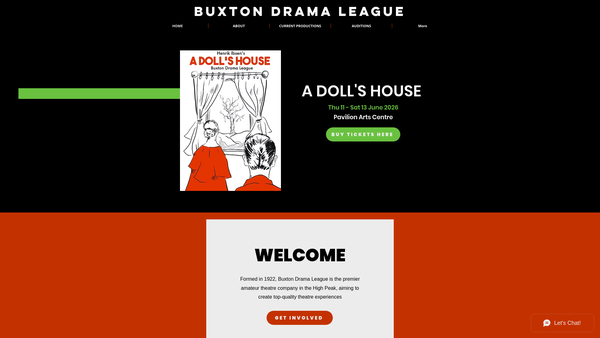 Screenshot of the Buxton Drama League website