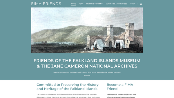 Screenshot of the The Friends Of The Falkland Islands Museum And The Jane Cameron National Archives website
