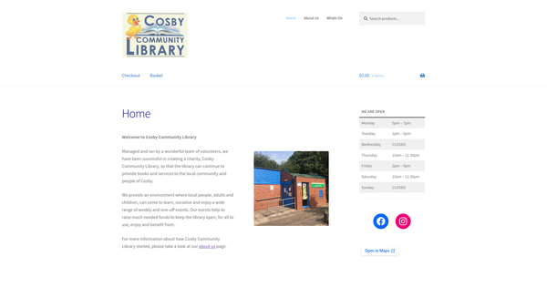 Screenshot of the Cosby Community Library website