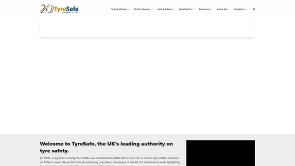 Screenshot of the Tyresafe website
