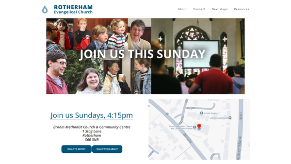 Screenshot of the Rotherham Evangelical Church website