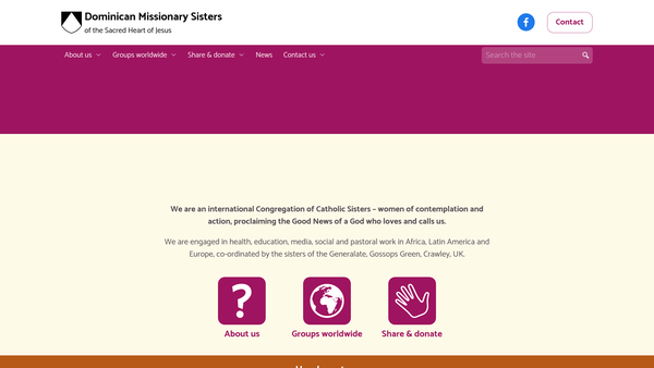 Screenshot of the Dominican Missionary Sisters Of The Sacred Heart Of Jesus CIO website
