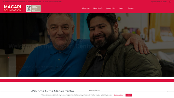 Screenshot of the The Macari Foundation website