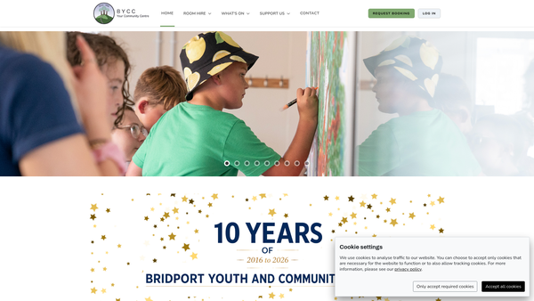 Screenshot of the Bridport Youth And Community Centre Trust website