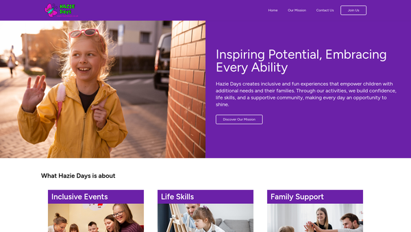 Screenshot of the Hazie Days website