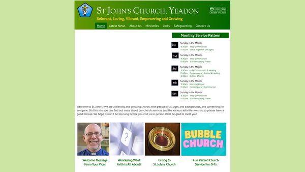 Screenshot of the The Parochial Church Council Of The Ecclesiastical Parish Of St John, Yeadon website