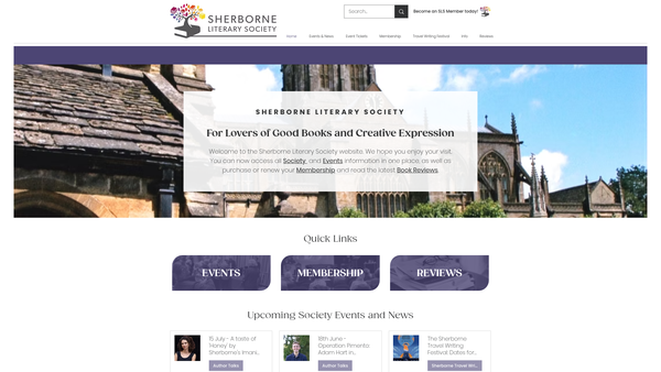 Screenshot of the Sherborne Literary Society website