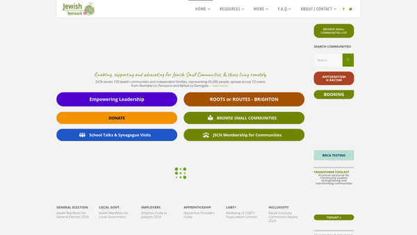 Screenshot of the Jewish Small Communities Network CIO website