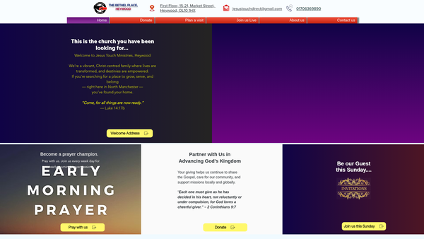 Screenshot of the Jesus Touch Ministries, Heywood website
