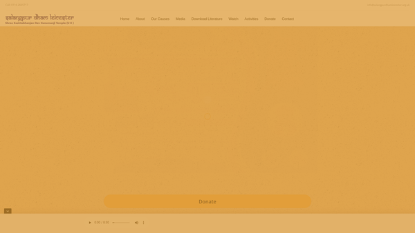 Screenshot of the Shree Hanuman Temple website