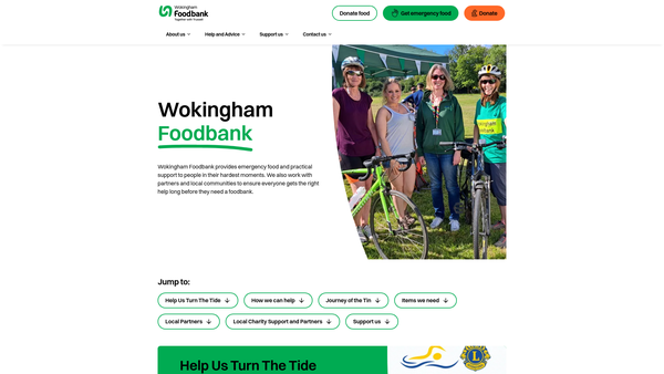 Screenshot of the The Wokingham Foodbank website