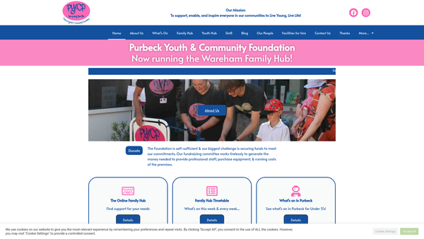 Screenshot of the Purbeck Youth And Community Foundation website