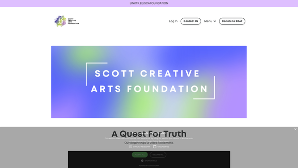 Screenshot of the The Scott Creative Arts Foundation website