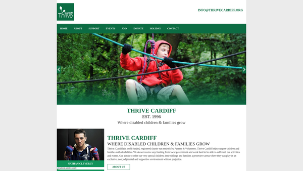 Screenshot of the Thrive Cardiff website