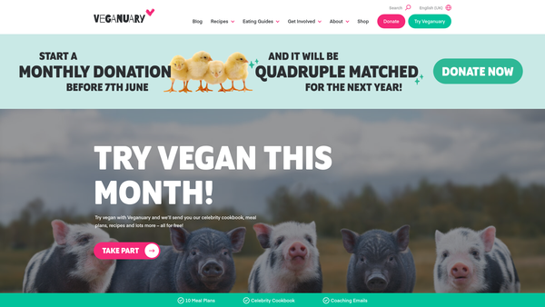 Screenshot of the Veganuary website