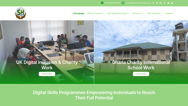 Screenshot of the Sovereign House Gh website
