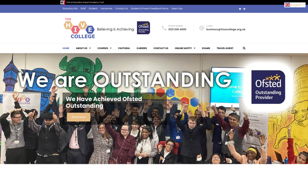 Screenshot of the The Hive College website