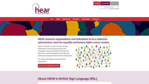 Screenshot of the Hear Equality And Human Rights Network website