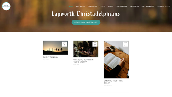 Screenshot of the Lapworth Christadelphian Ecclesia website