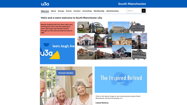 Screenshot of the South Manchester U3A website