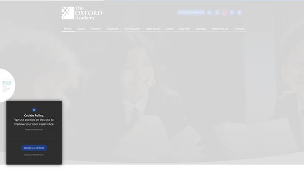 Screenshot of the The Oxford Academy Endowment Trust website