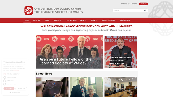 Screenshot of the The Learned Society Of Wales website