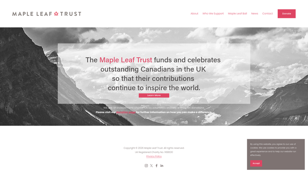 Screenshot of the Maple Leaf Trust website